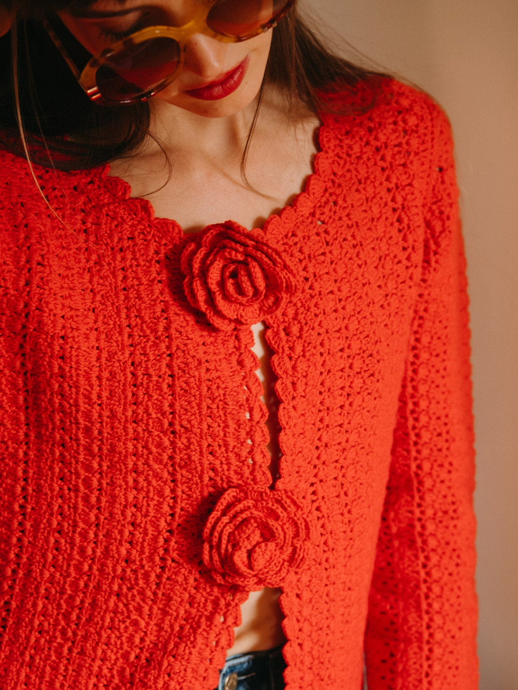 Rosita Cardigan in Scarlet