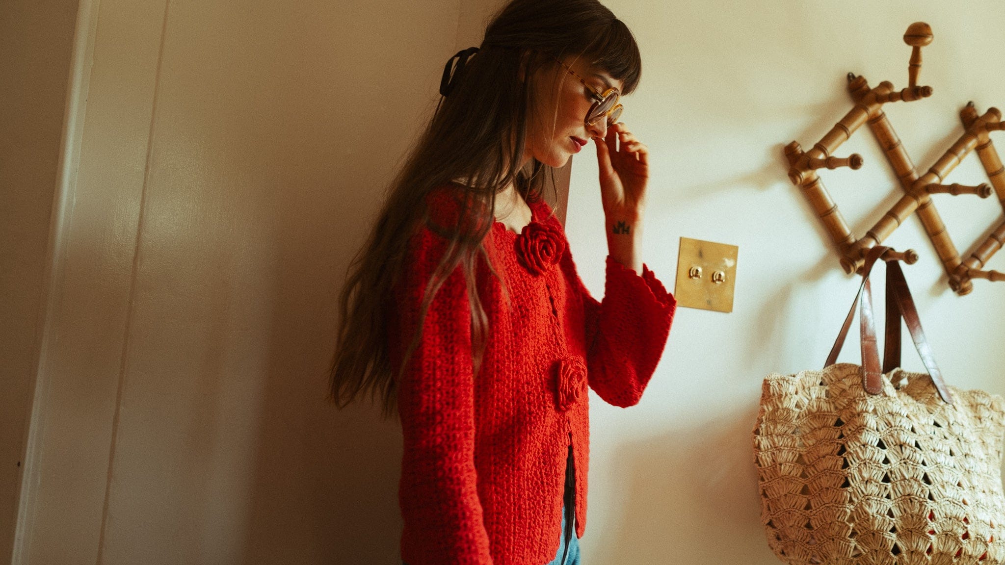 Rosita Cardigan in Scarlet