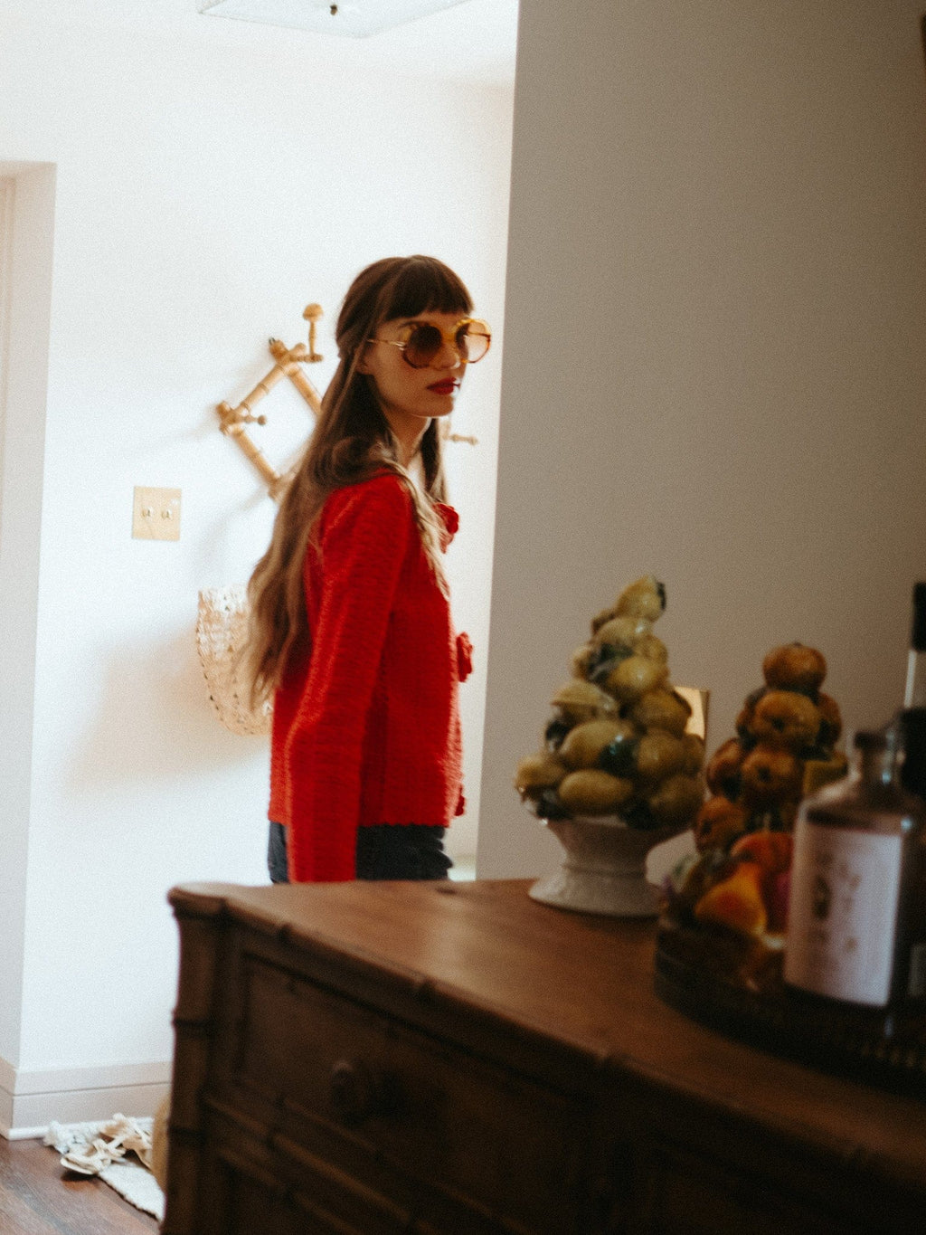 Rosita Cardigan in Scarlet