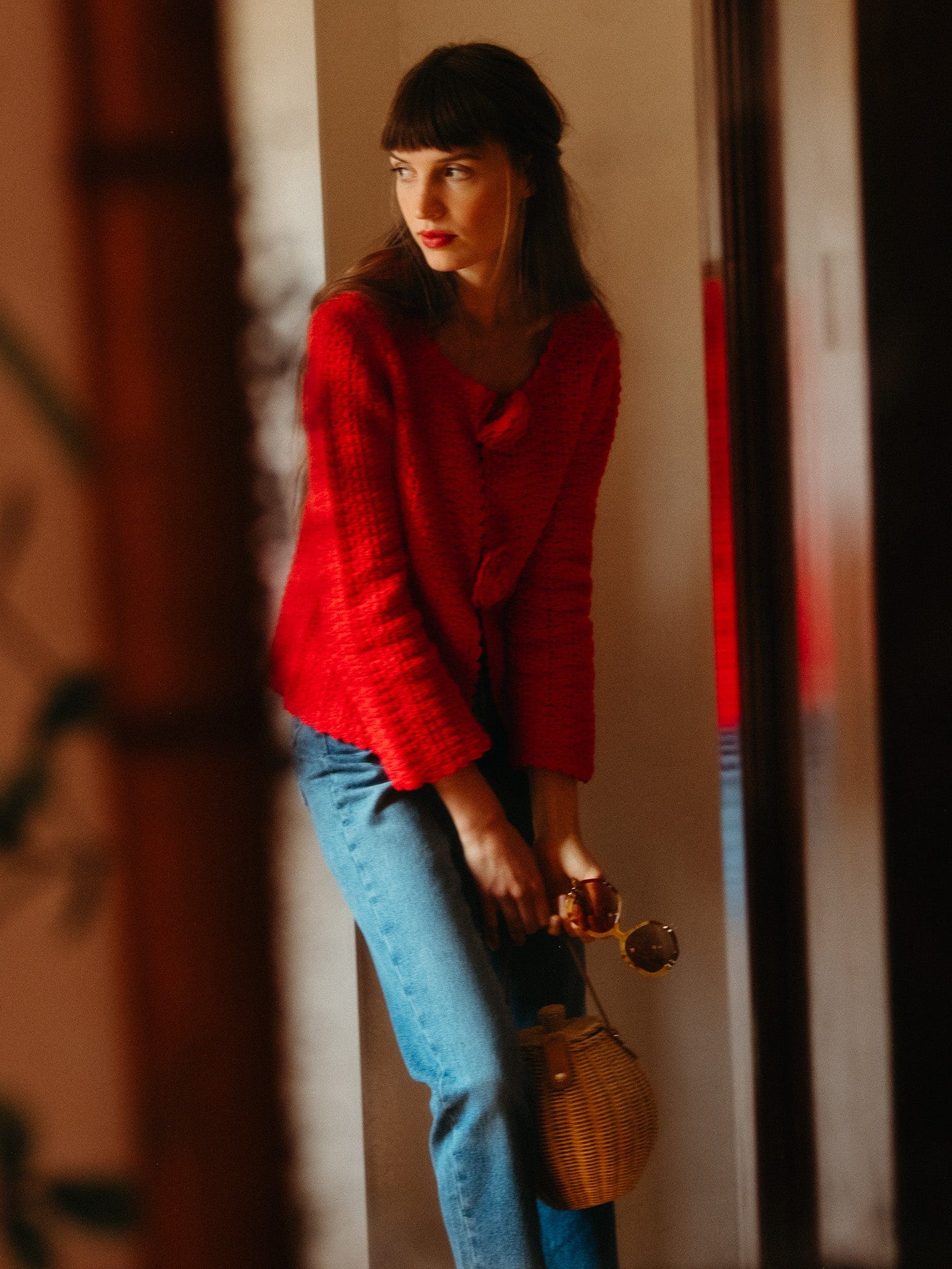 Rosita Cardigan in Scarlet