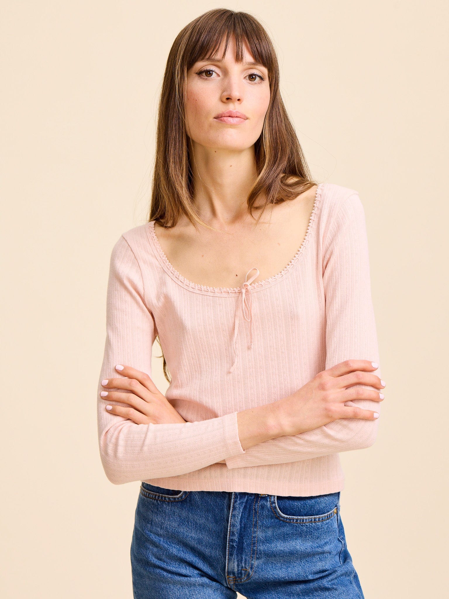 Sally Pointelle Tee in Spanish Villa