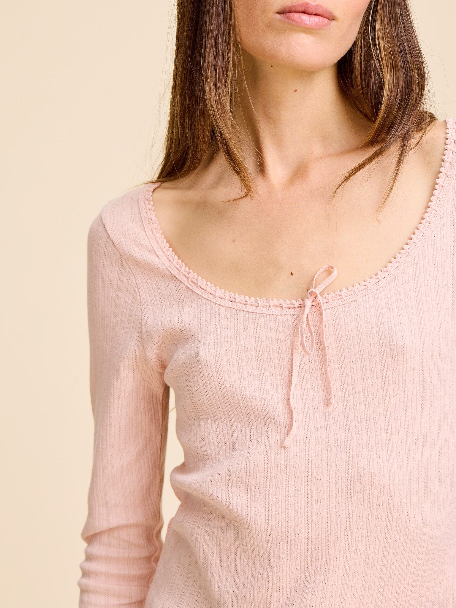 Sally Pointelle Tee in Spanish Villa