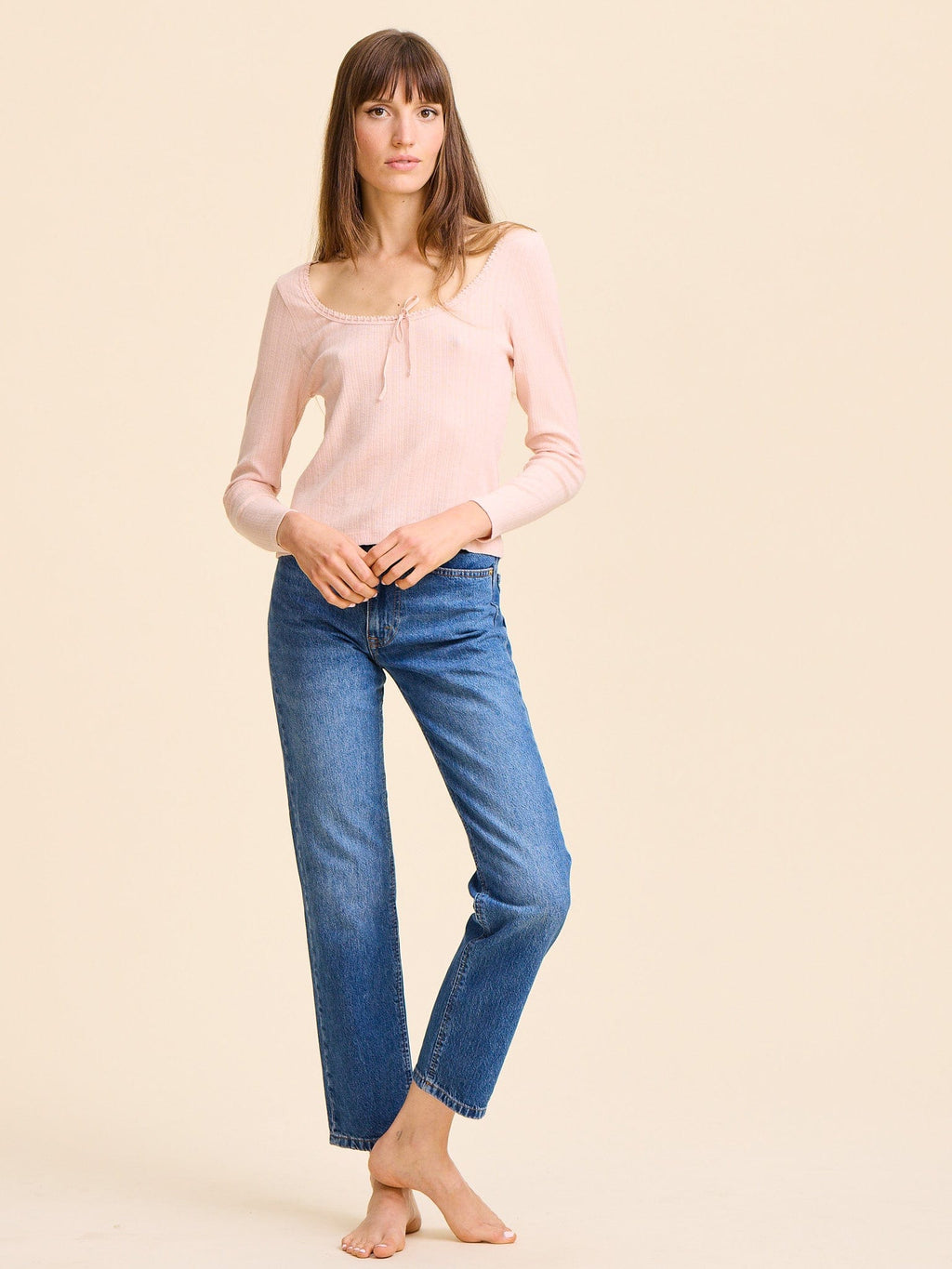 Sally Pointelle Tee in Spanish Villa
