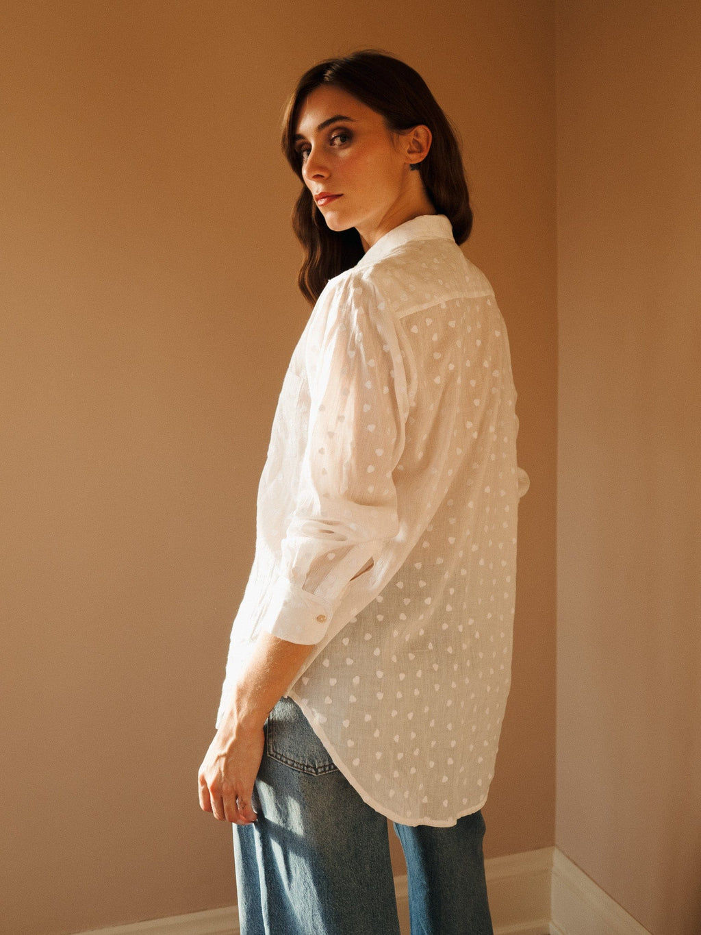 Sofia Top in White Hearts