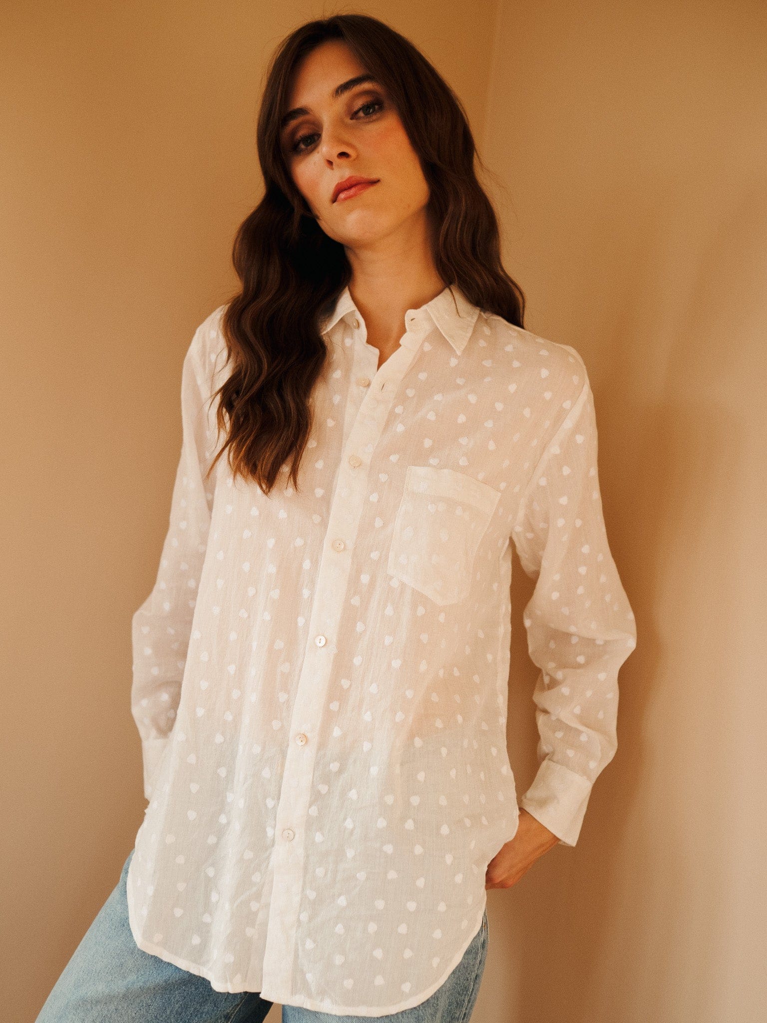 Sofia Top in White Hearts