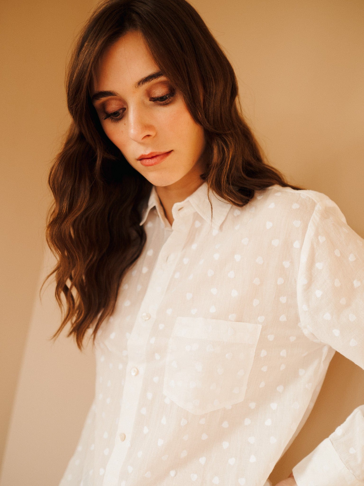 Sofia Top in White Hearts