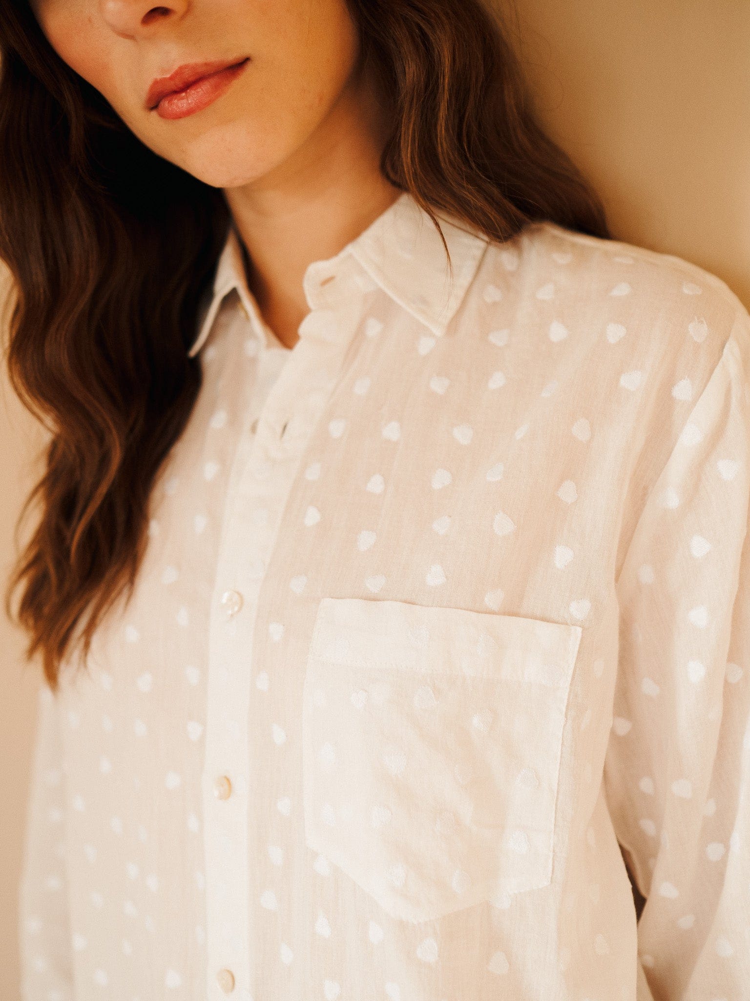 Sofia Top in White Hearts
