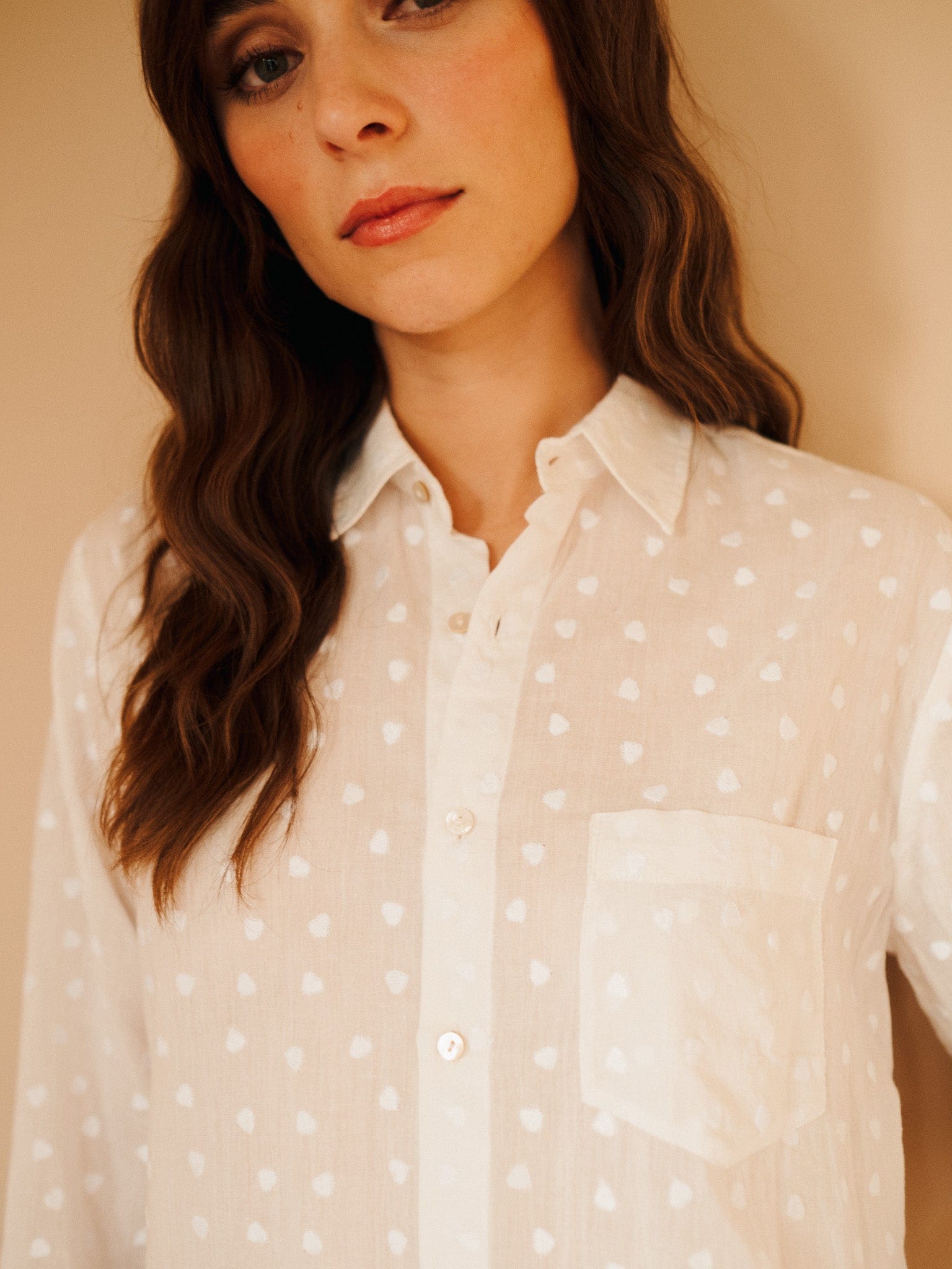 Sofia Top in White Hearts