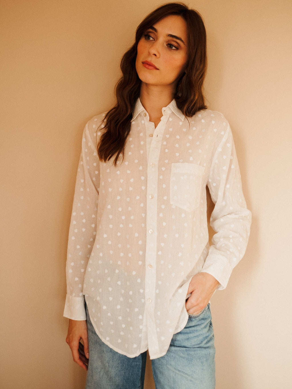 Sofia Top in White Hearts