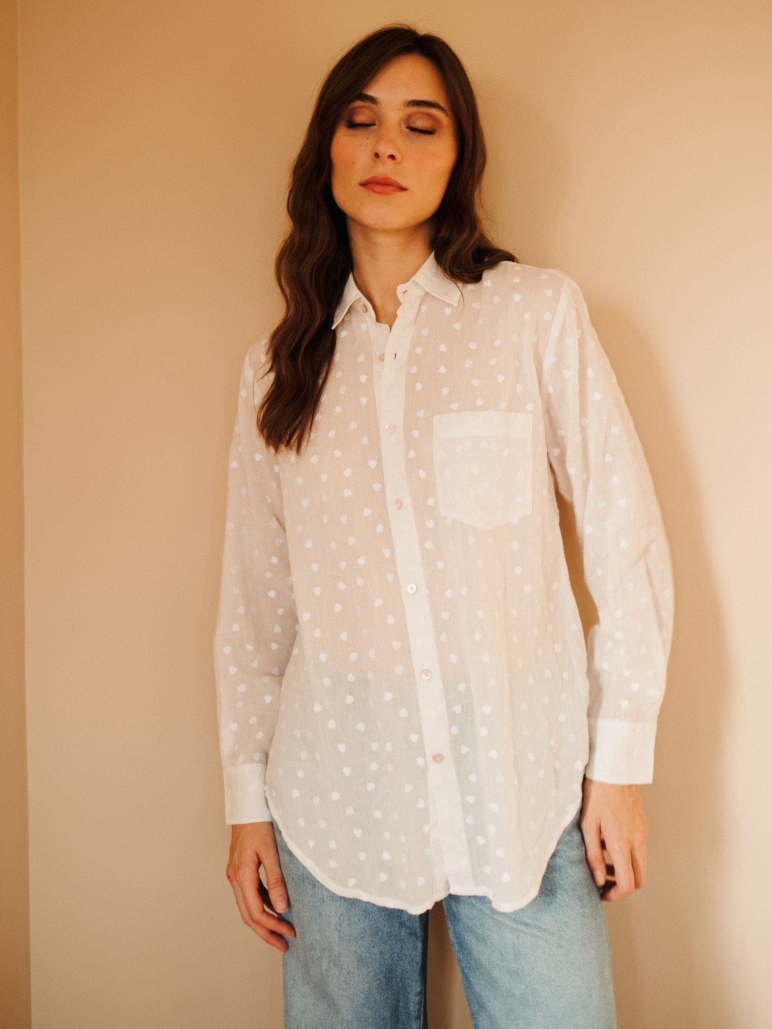 Sofia Top in White Hearts