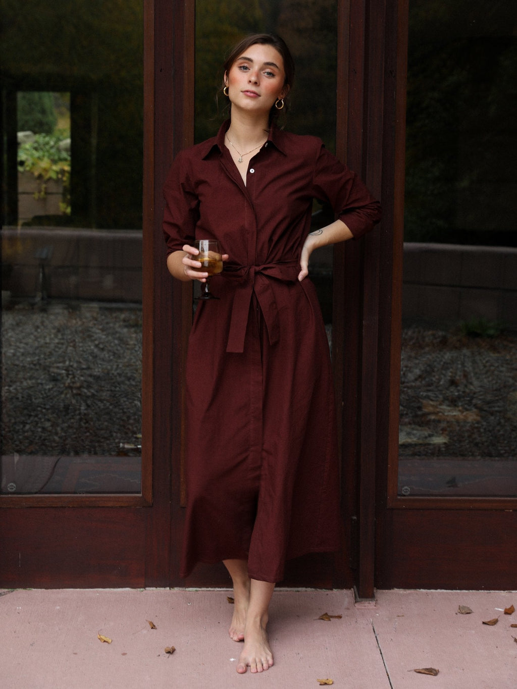 Stella Shirt Dress in Mahogany