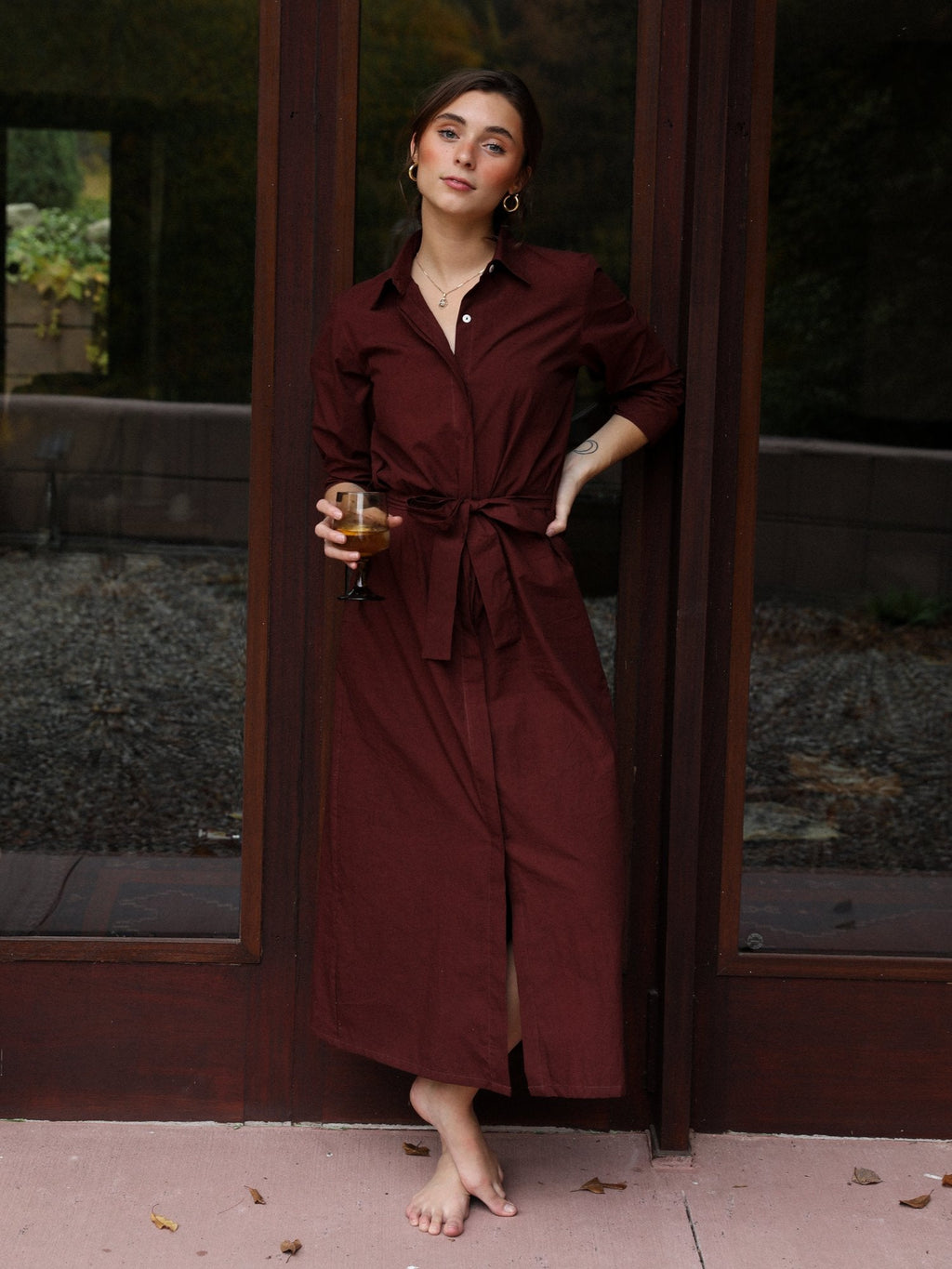 Stella Shirt Dress in Mahogany