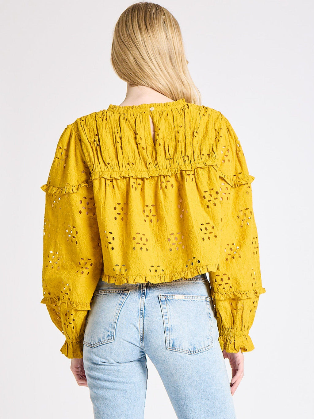 Thea Top in Marigold Eyelet