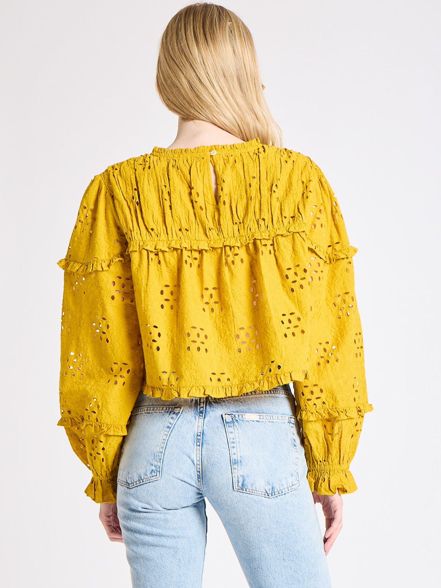 Thea Top in Marigold Eyelet