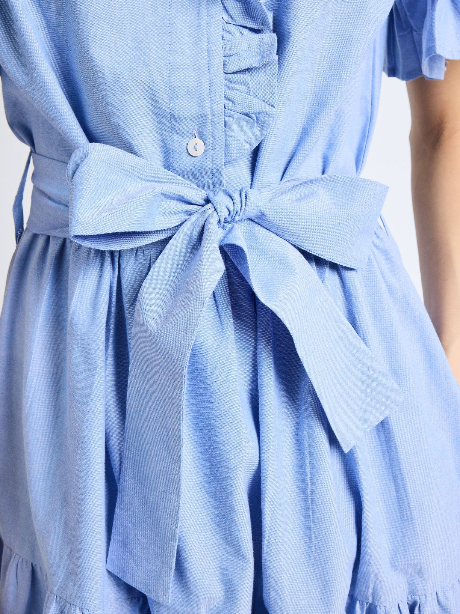 Victoria Dress in Blue Oxford