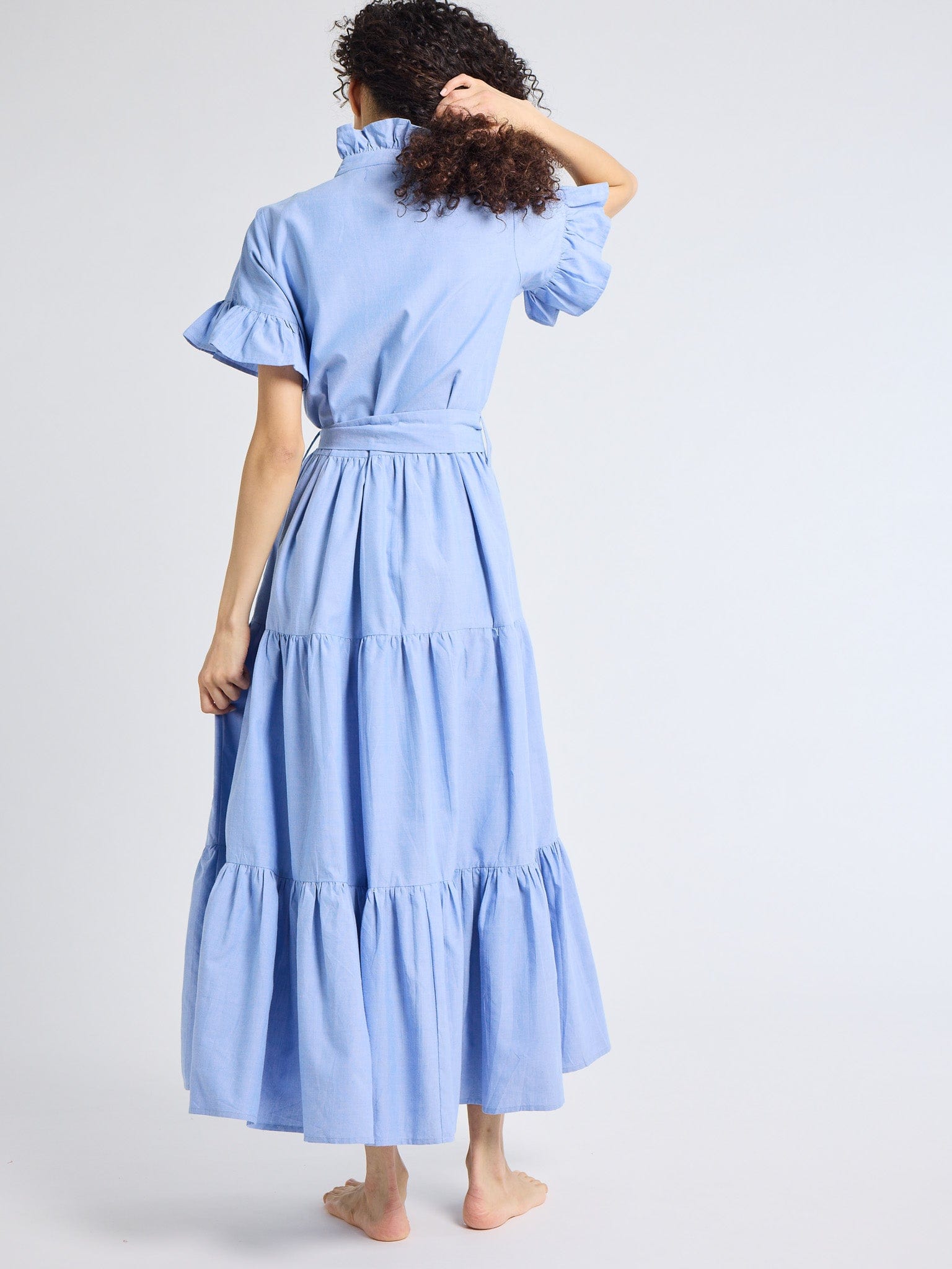 Victoria Dress in Blue Oxford