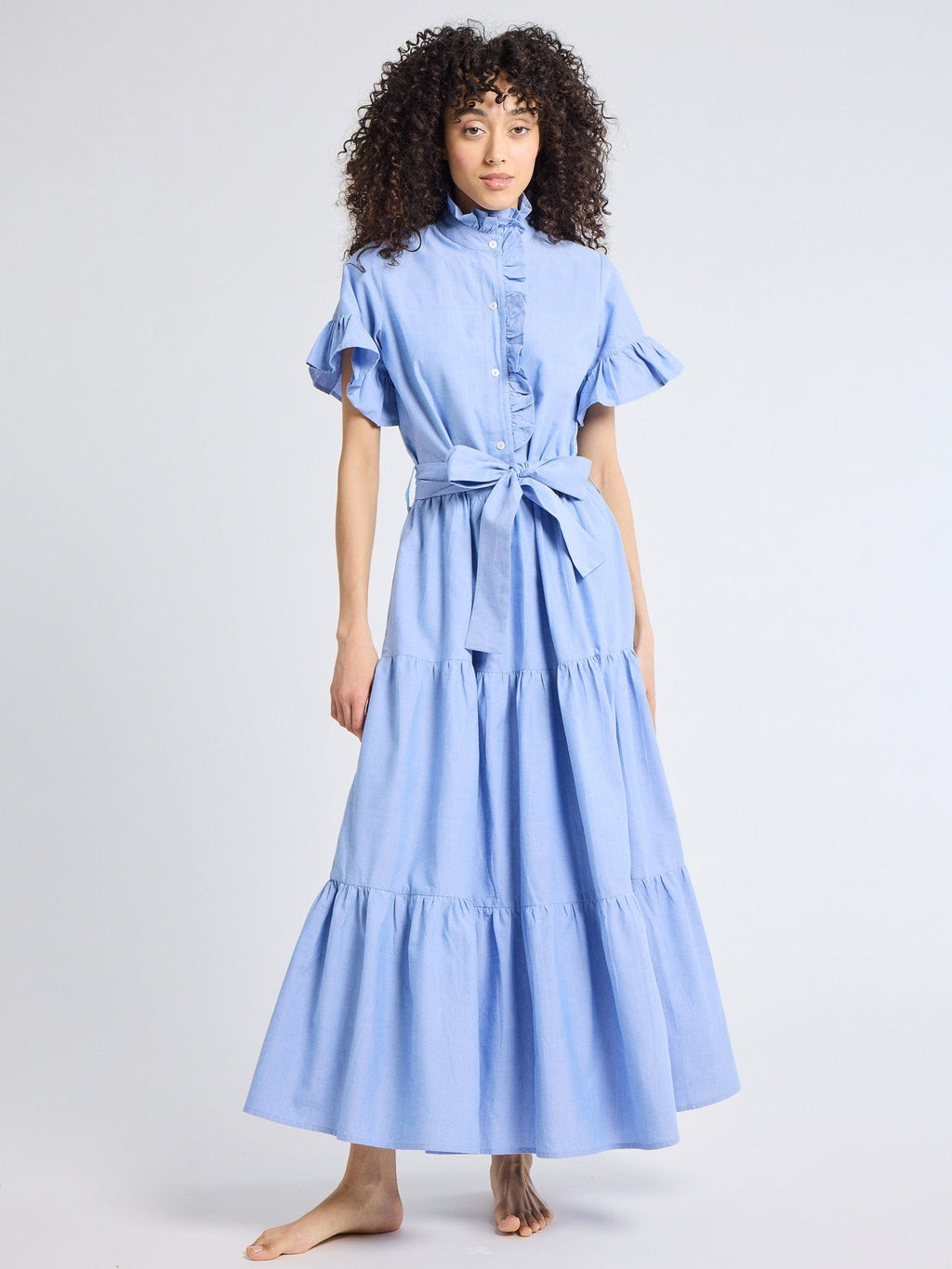 Victoria Dress in Blue Oxford