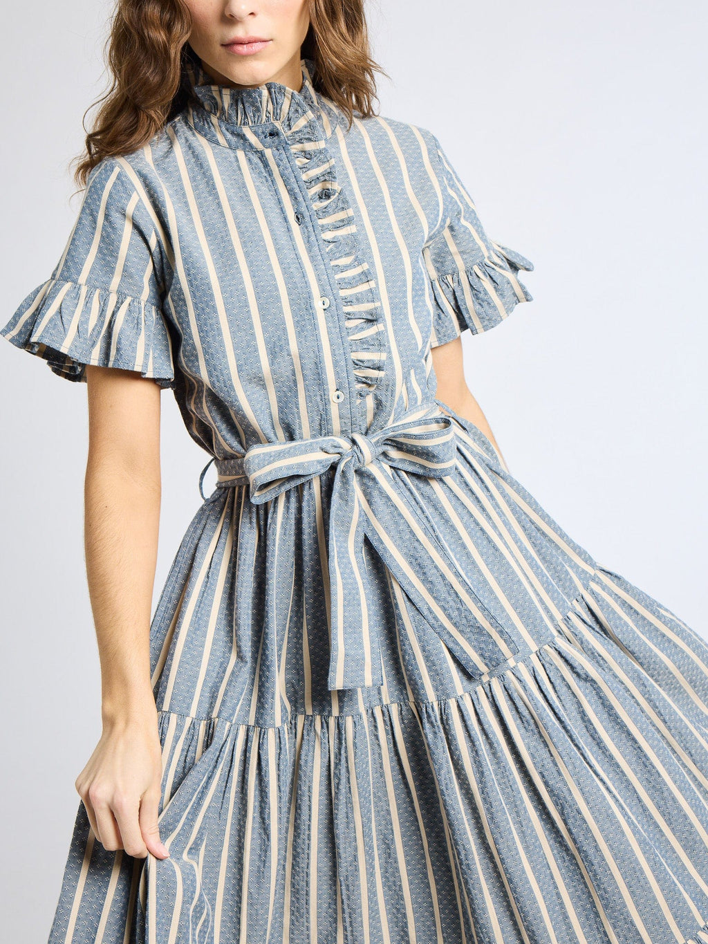 Victoria Dress in Chambray Stripe