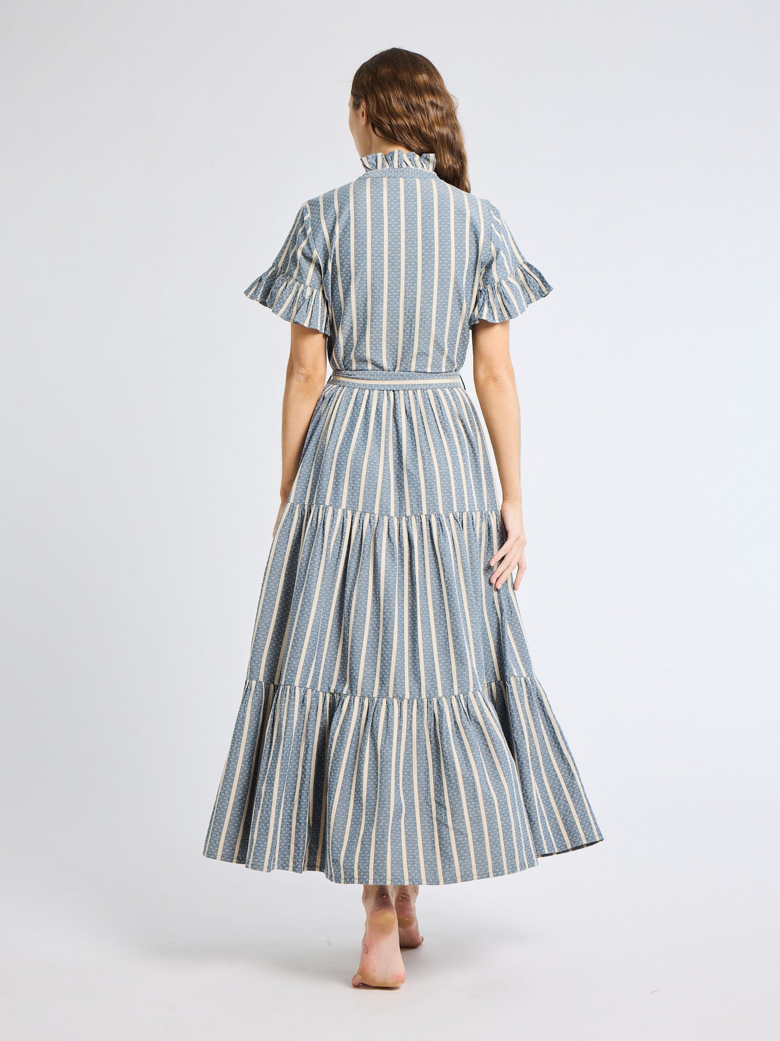 Victoria Dress in Chambray Stripe