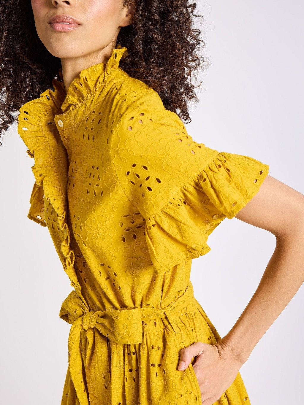 Victoria Dress in Marigold Eyelet