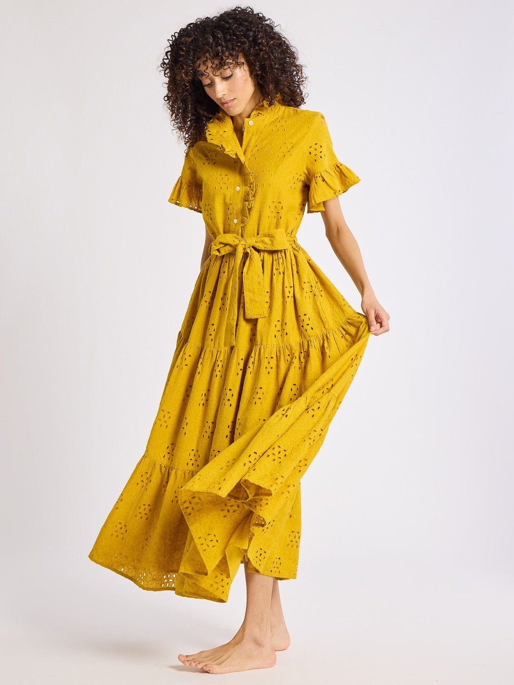 Victoria Dress in Marigold Eyelet