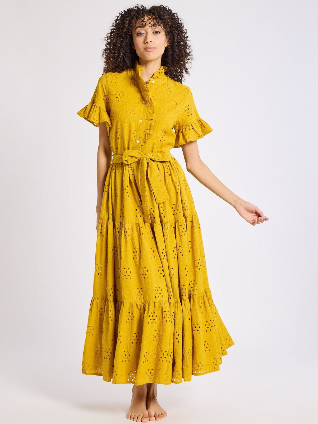 Victoria Dress in Marigold Eyelet