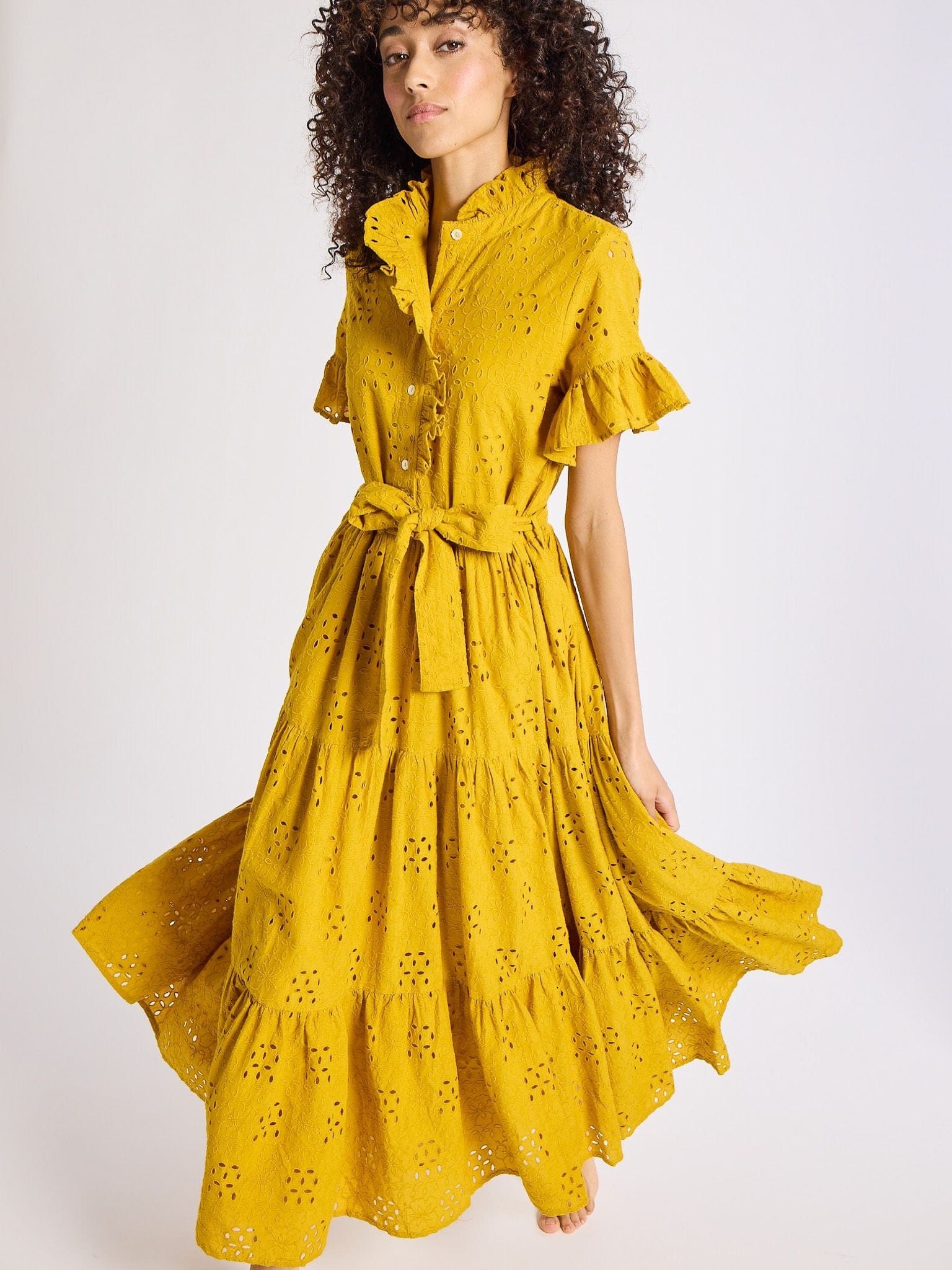 Victoria Dress in Marigold Eyelet