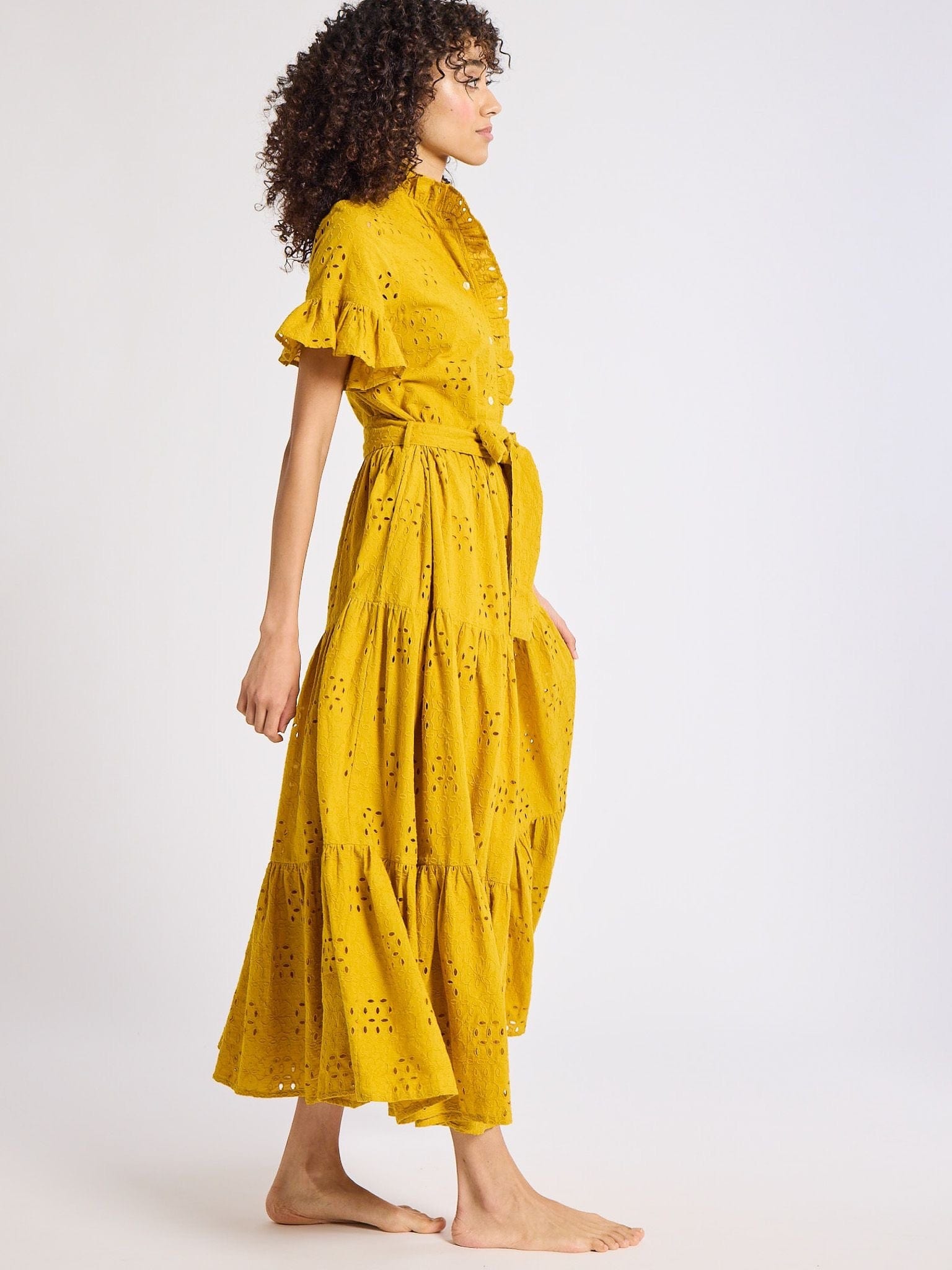 Victoria Dress in Marigold Eyelet
