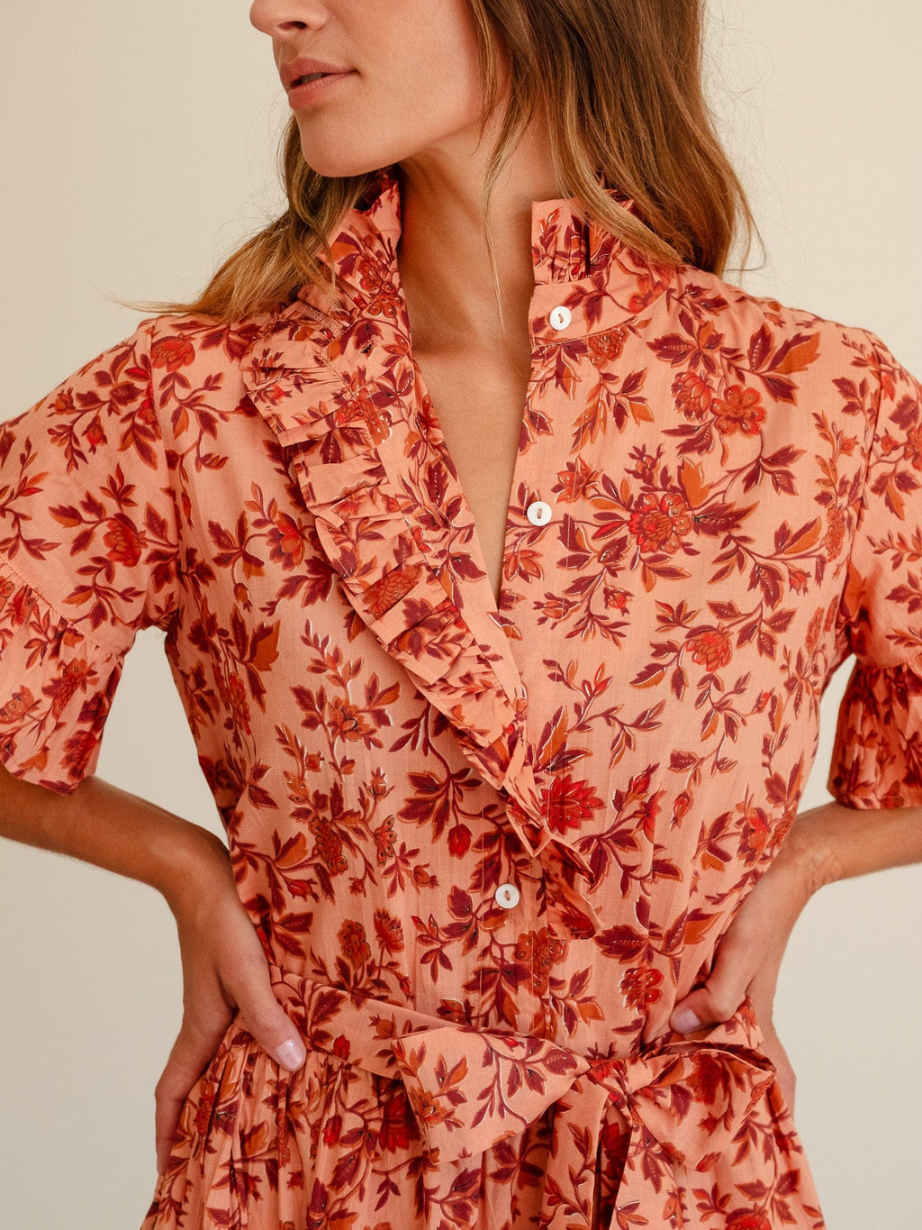 Victoria Dress in Peach Montmartre