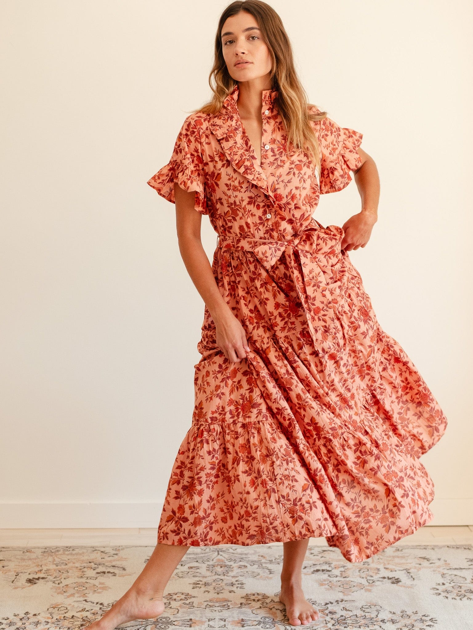 Victoria Dress in Peach Montmartre