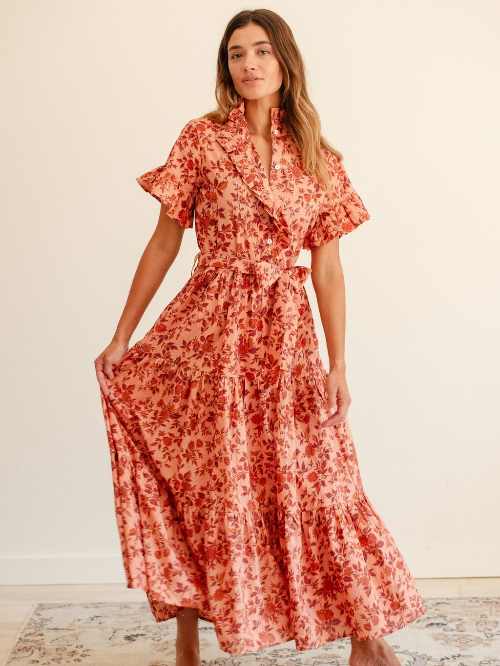 Victoria Dress in Peach Montmartre