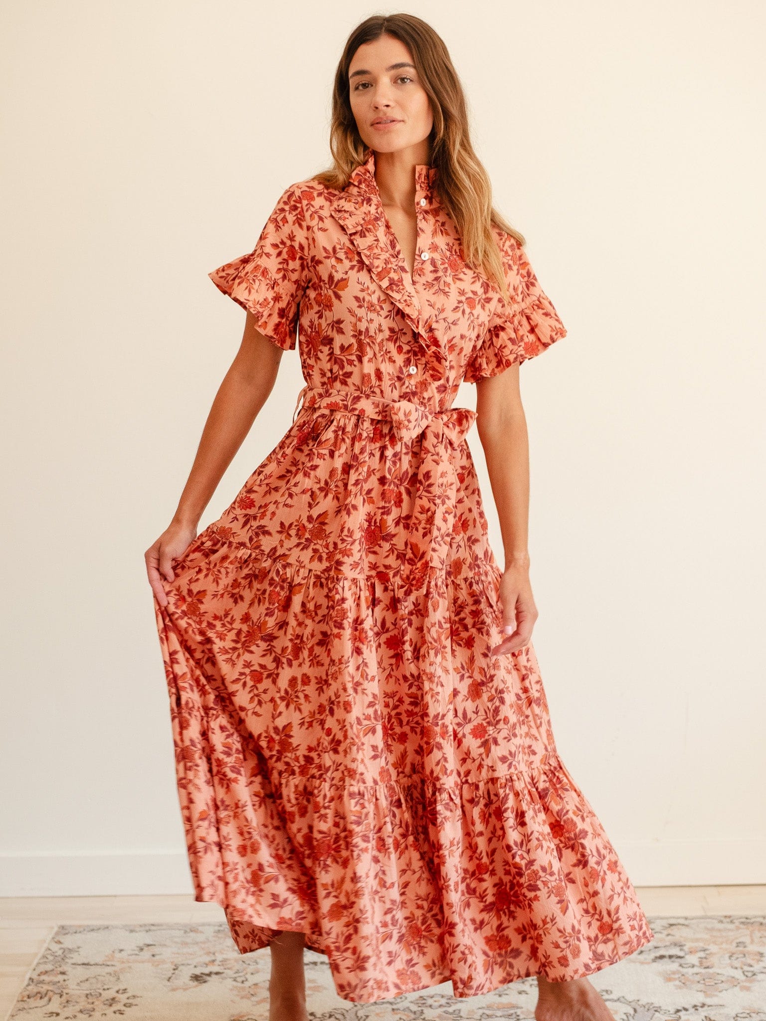 Victoria Dress in Peach Montmartre