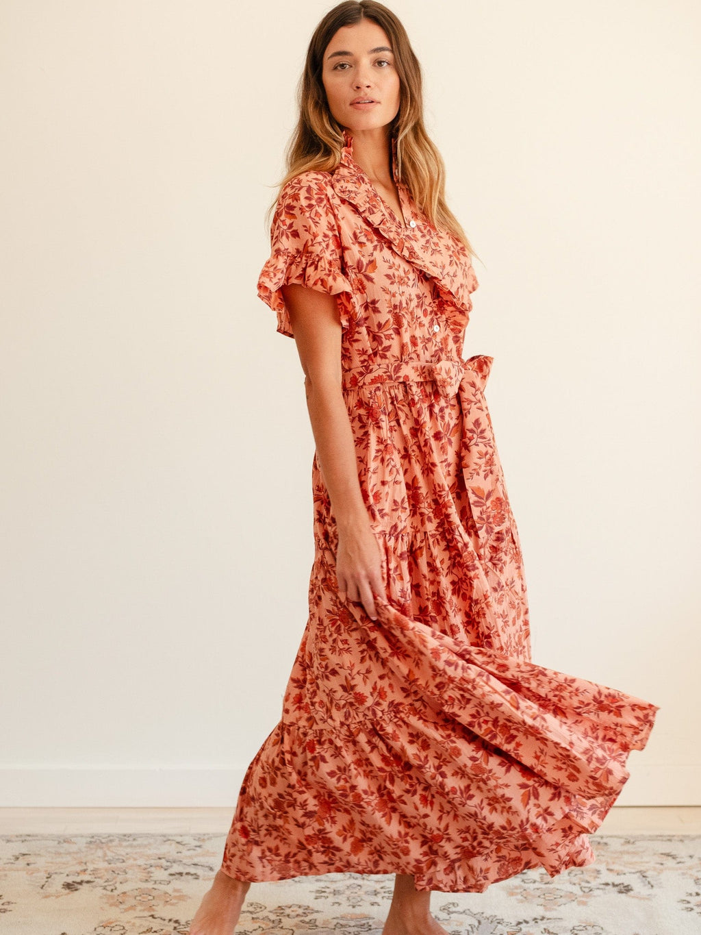 Victoria Dress in Peach Montmartre