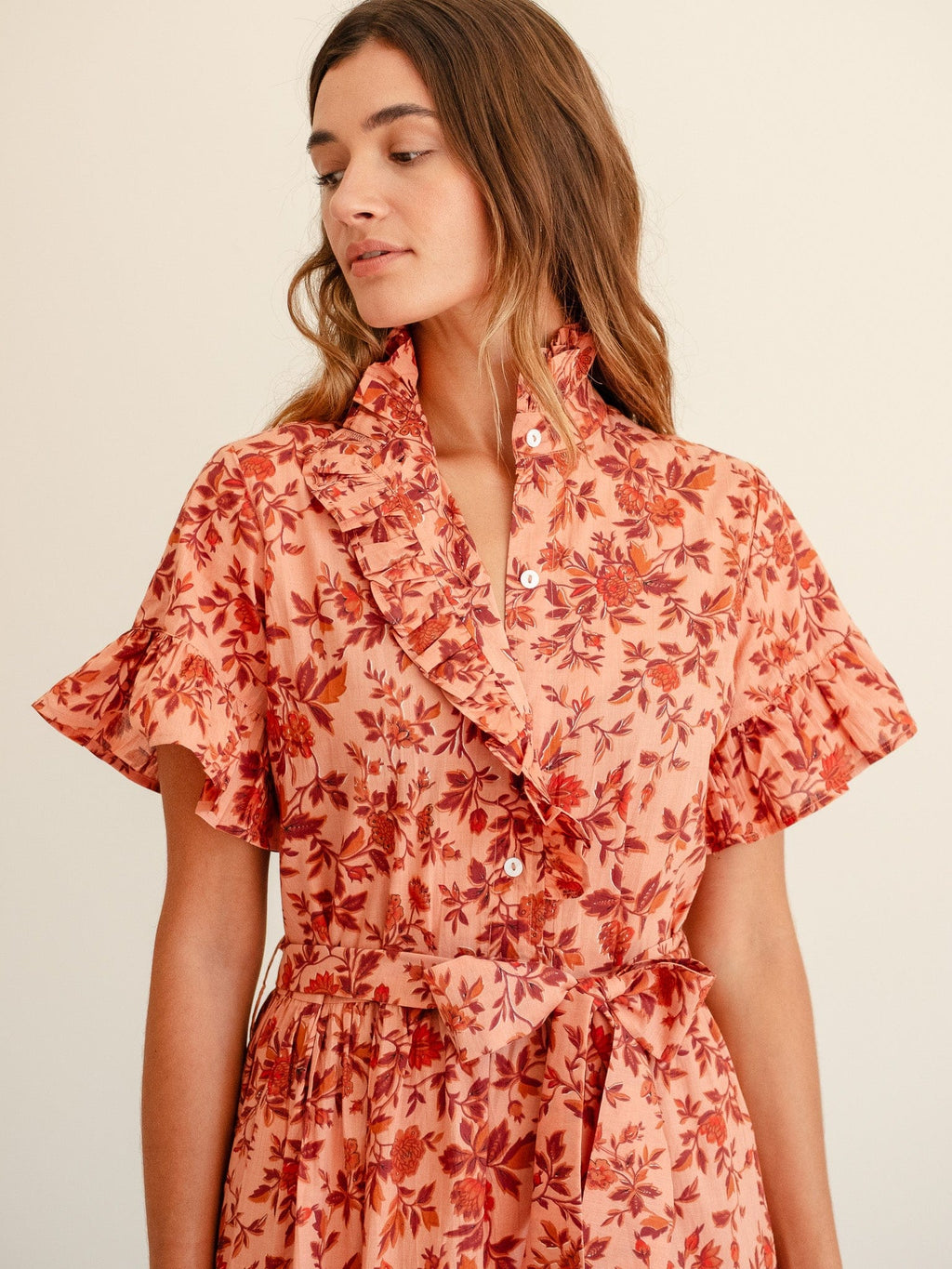 Victoria Dress in Peach Montmartre