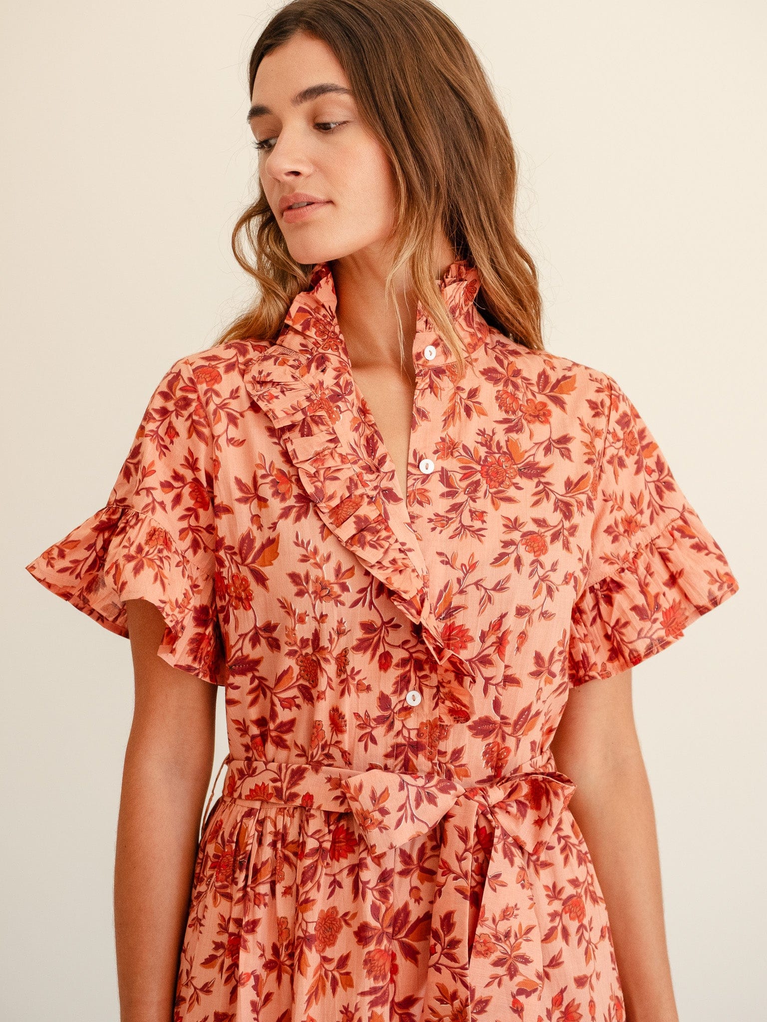 Victoria Dress in Peach Montmartre