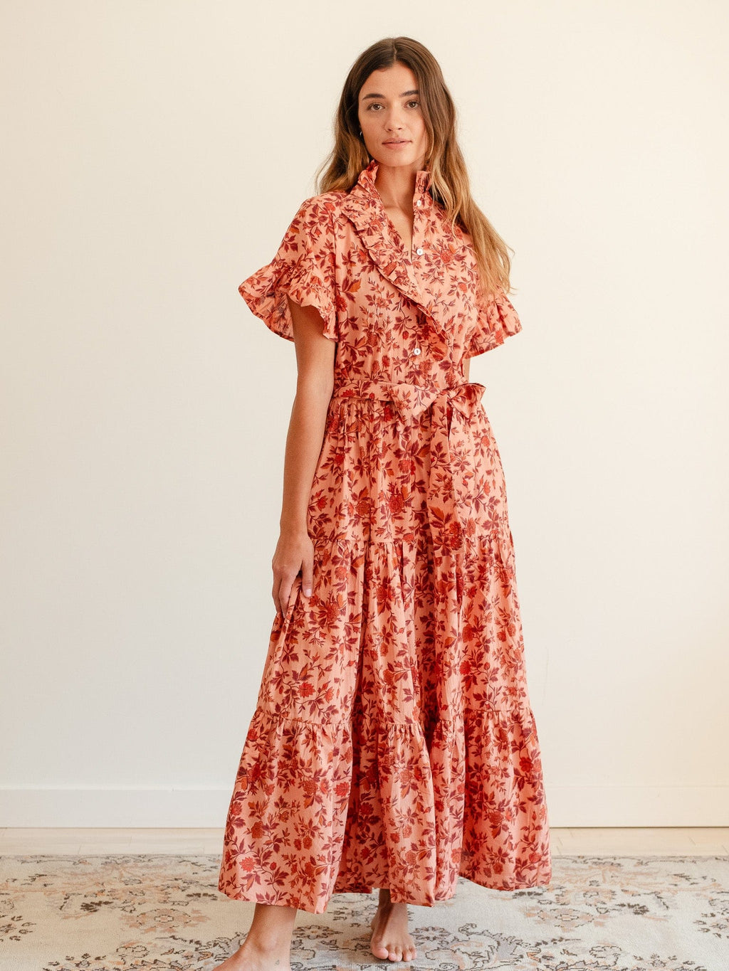 Victoria Dress in Peach Montmartre