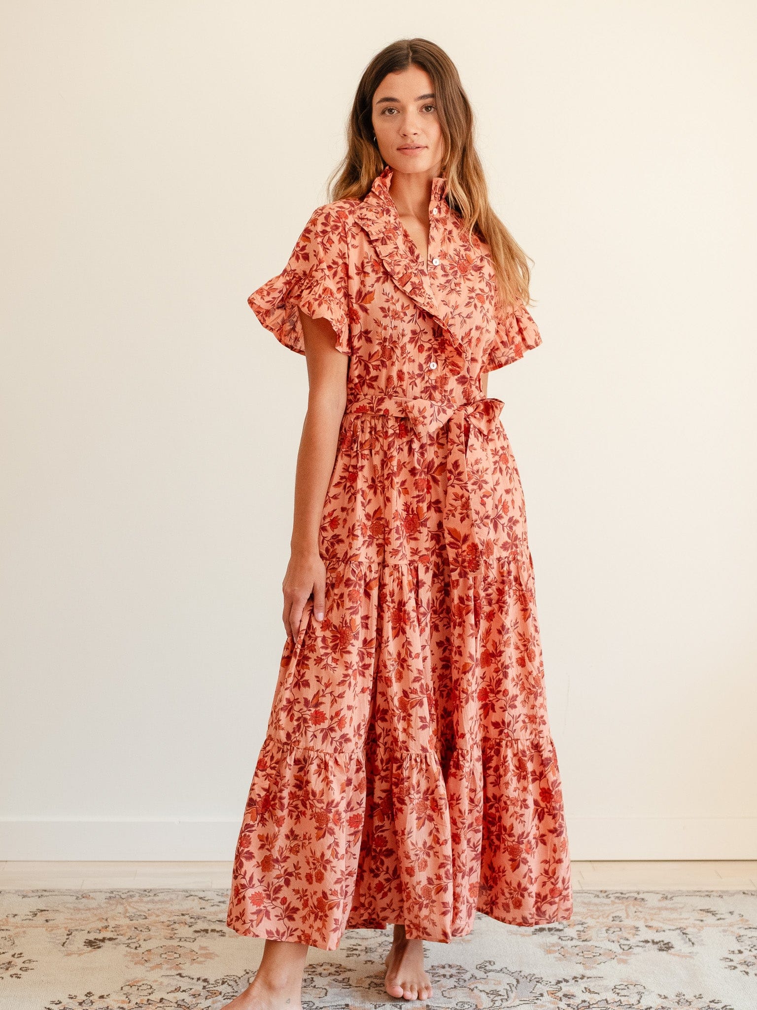Victoria Dress in Peach Montmartre