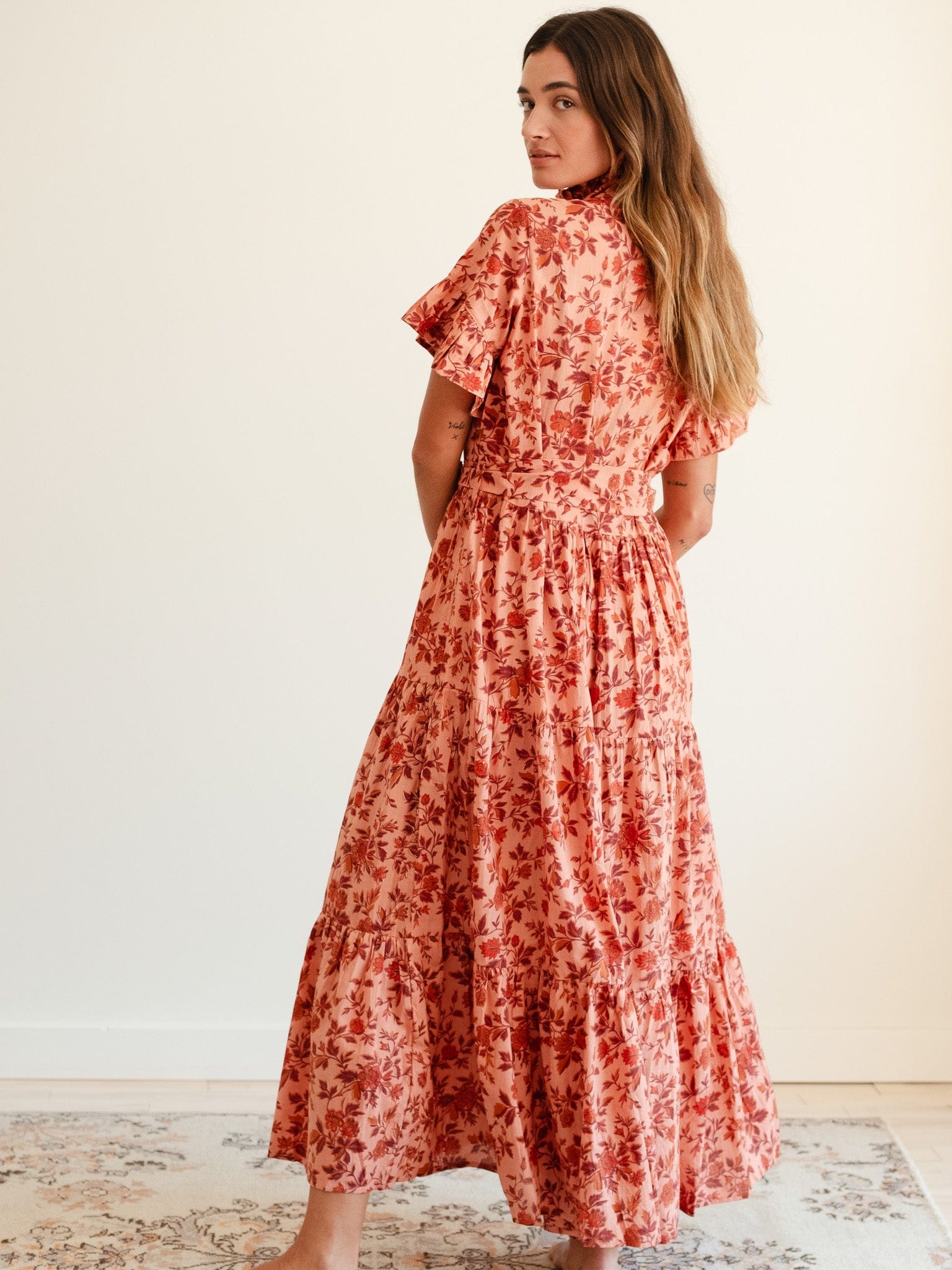 Victoria Dress in Peach Montmartre