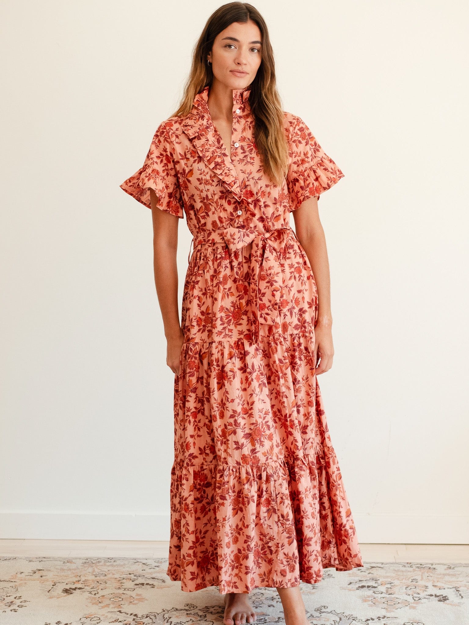Victoria Dress in Peach Montmartre