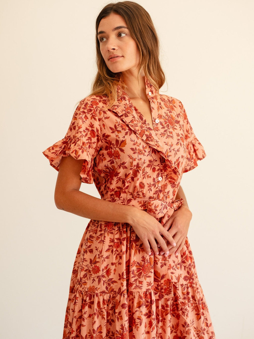 Victoria Dress in Peach Montmartre