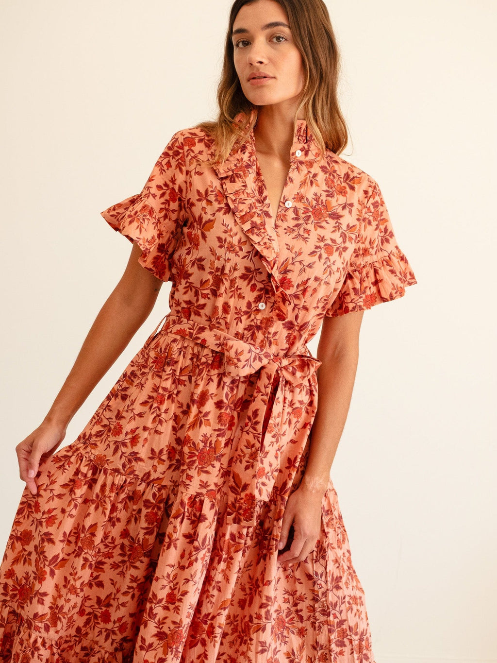 Victoria Dress in Peach Montmartre