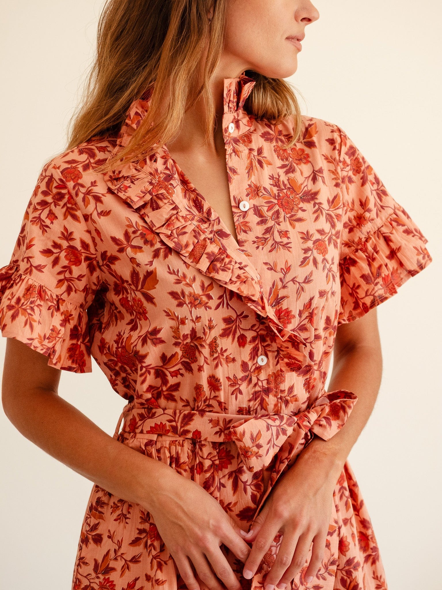 Victoria Dress in Peach Montmartre