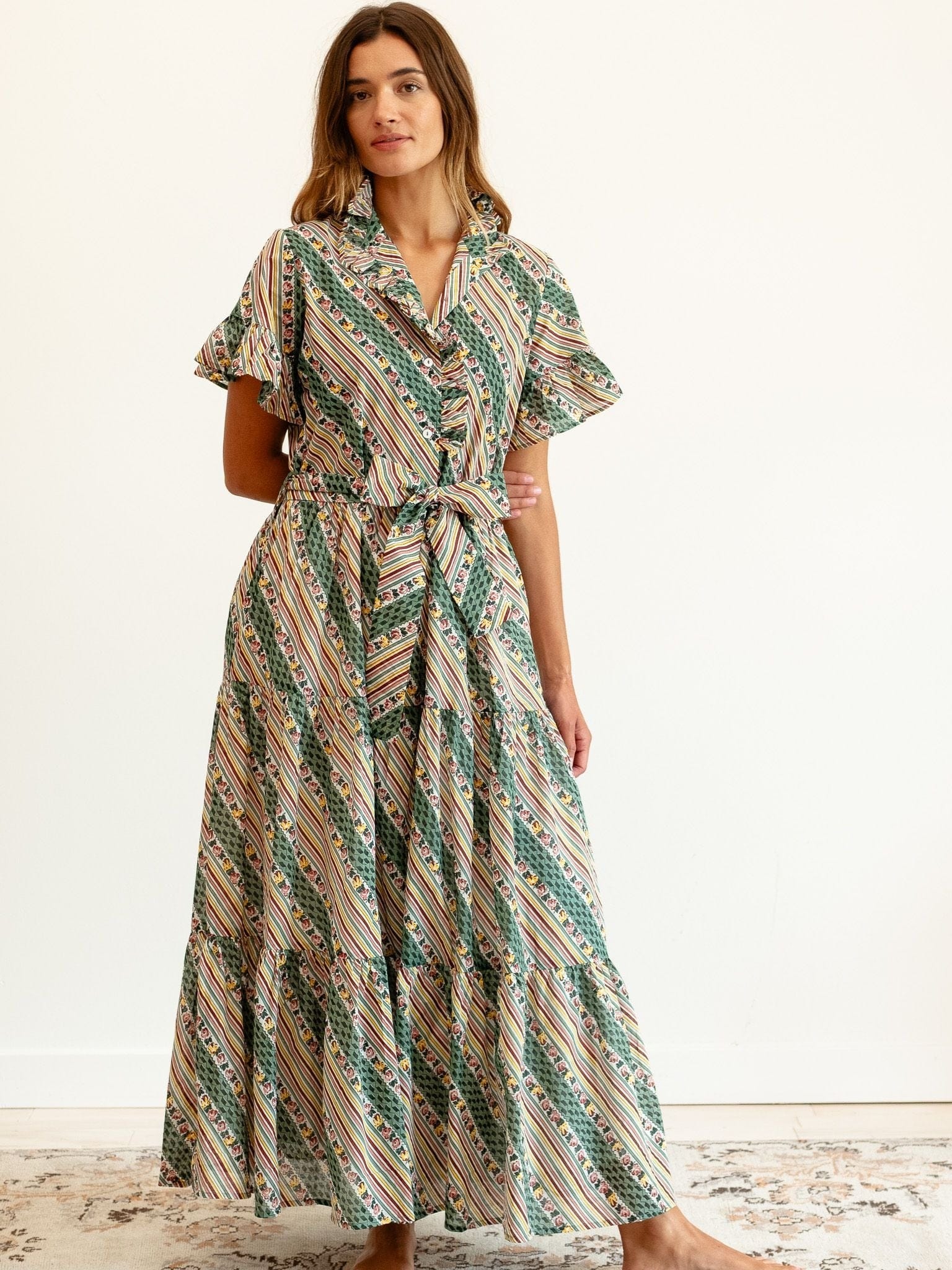 Victoria Dress in Rose Stripe
