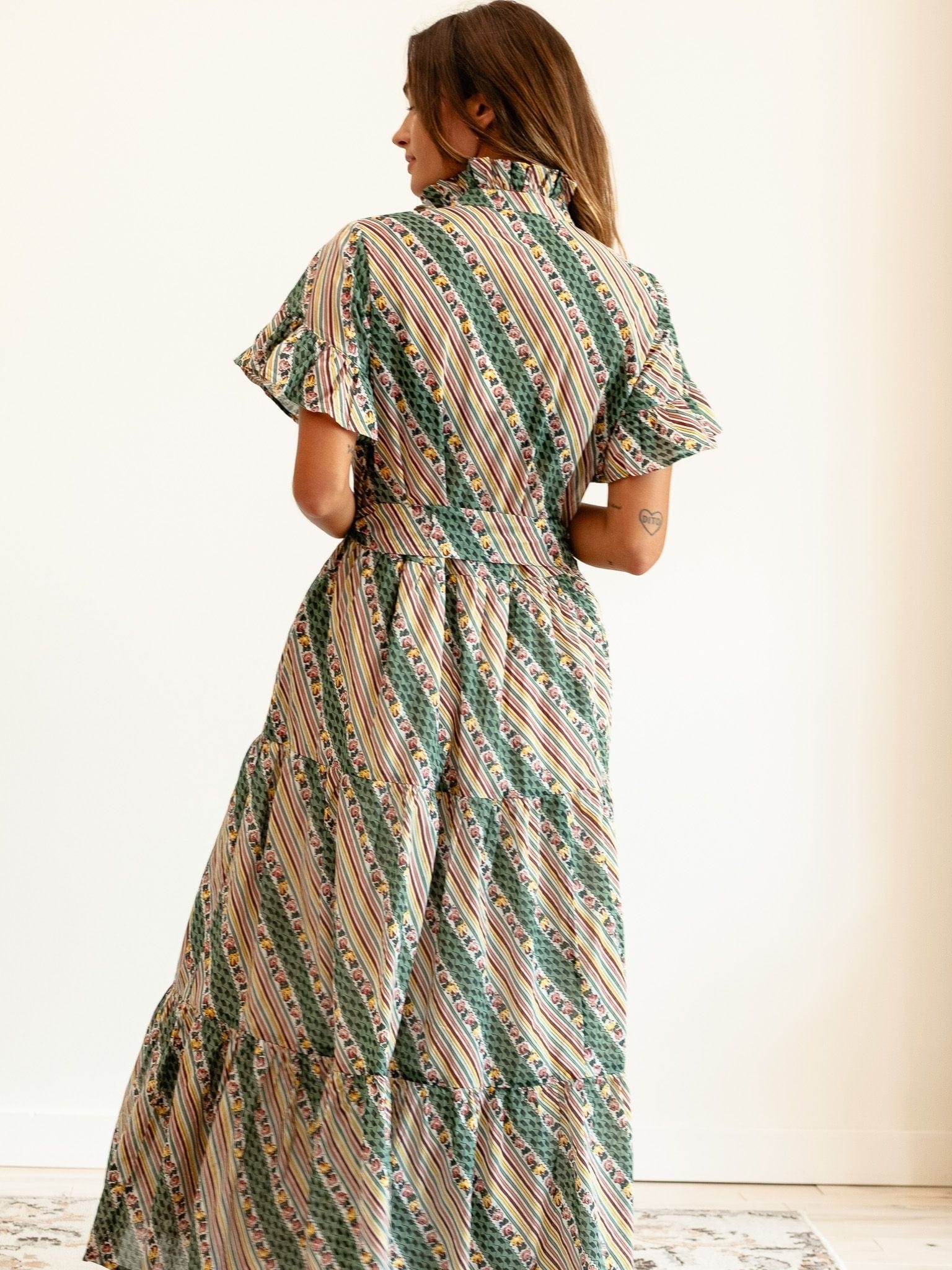 Victoria Dress in Rose Stripe