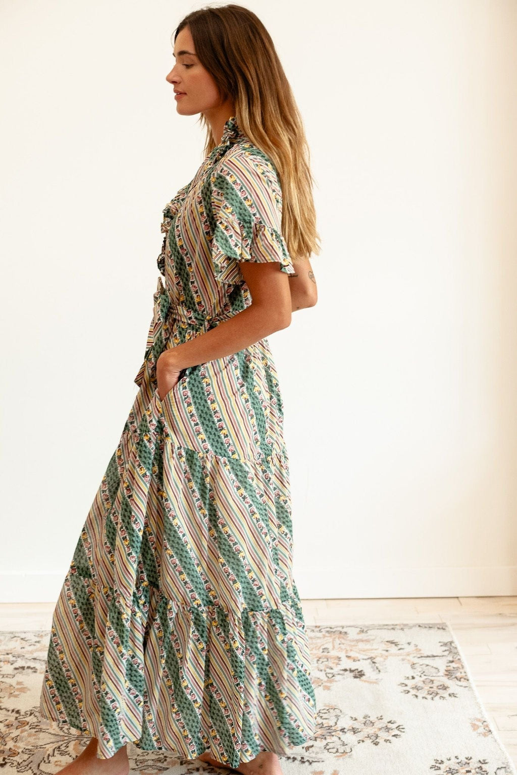 Victoria Dress in Rose Stripe