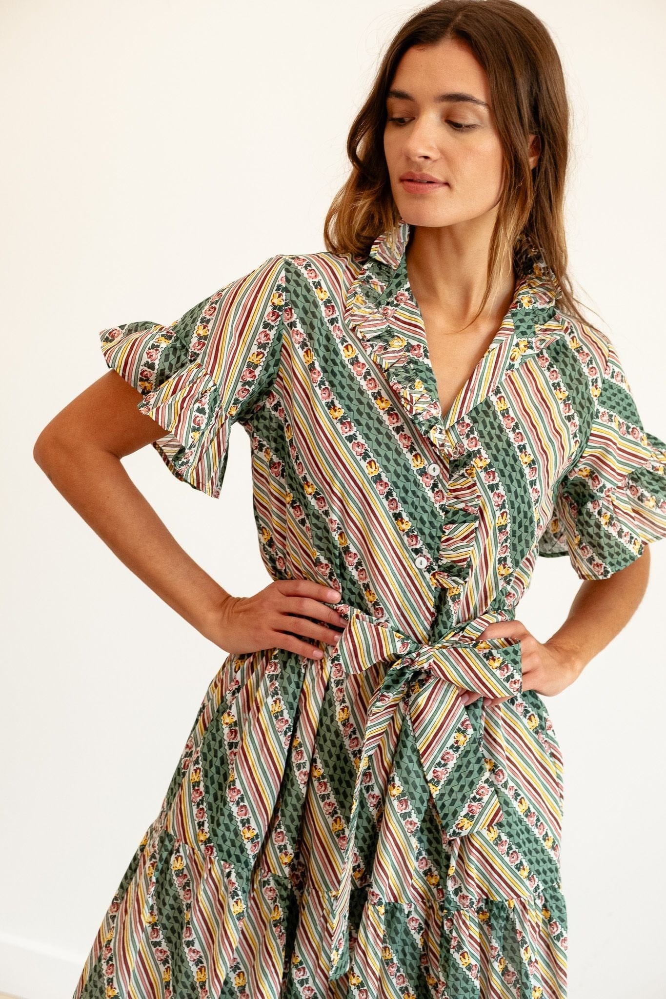 Victoria Dress in Rose Stripe