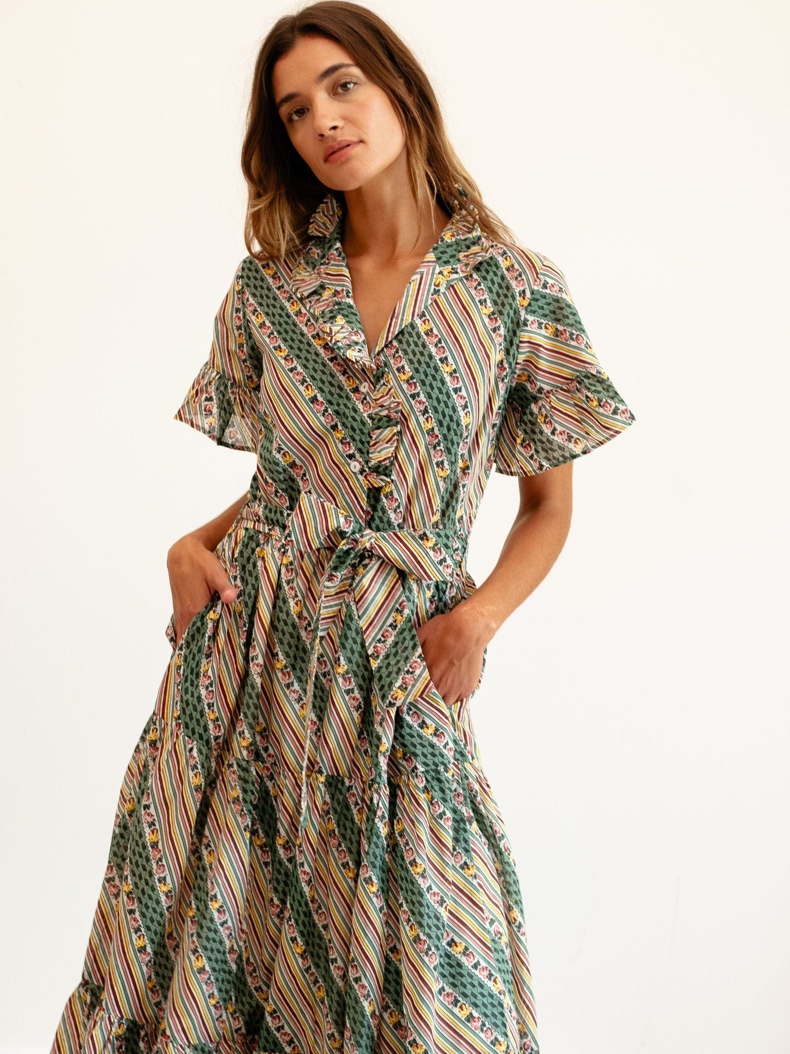 Victoria Dress in Rose Stripe