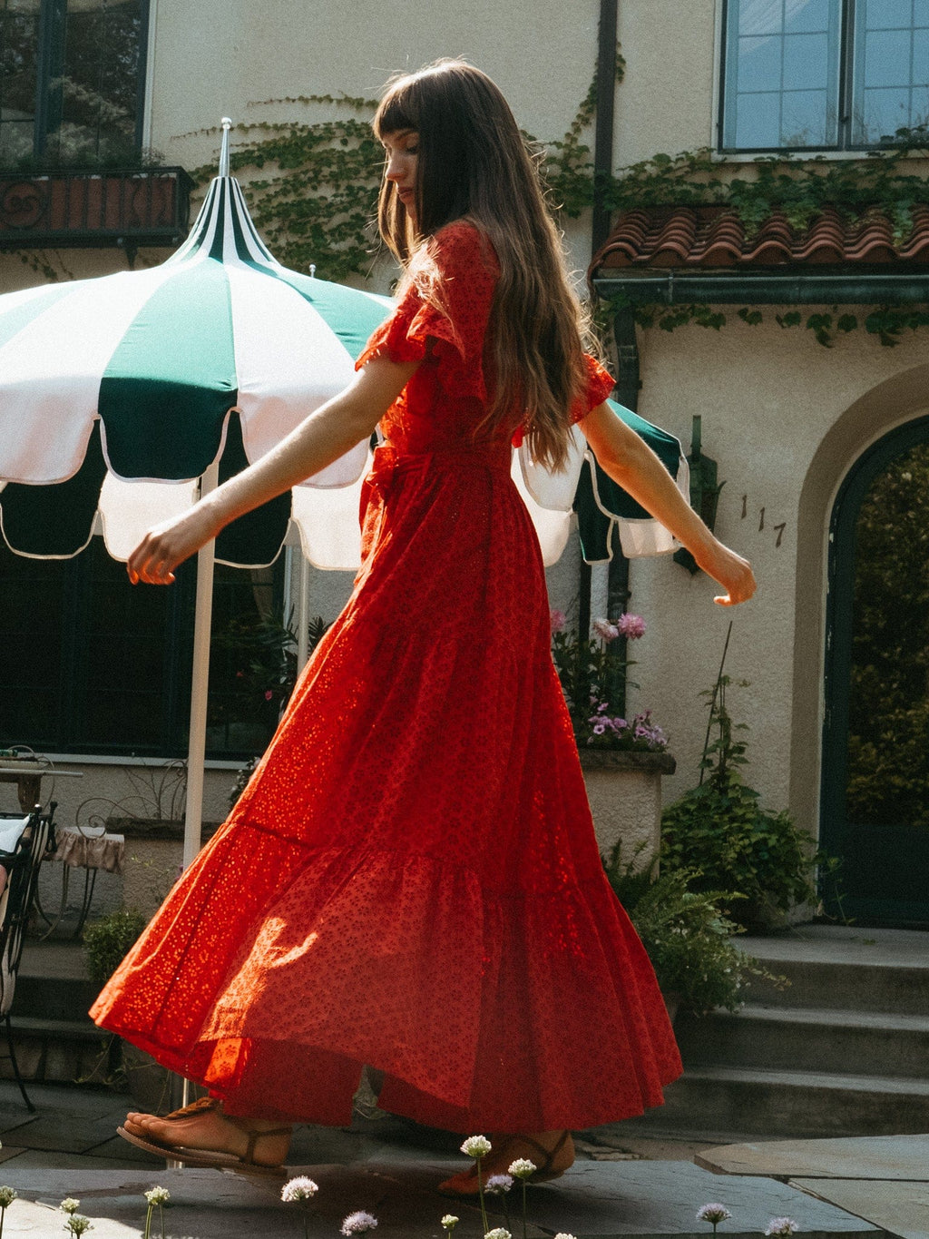 Victoria Dress in Scarlet Eyelet