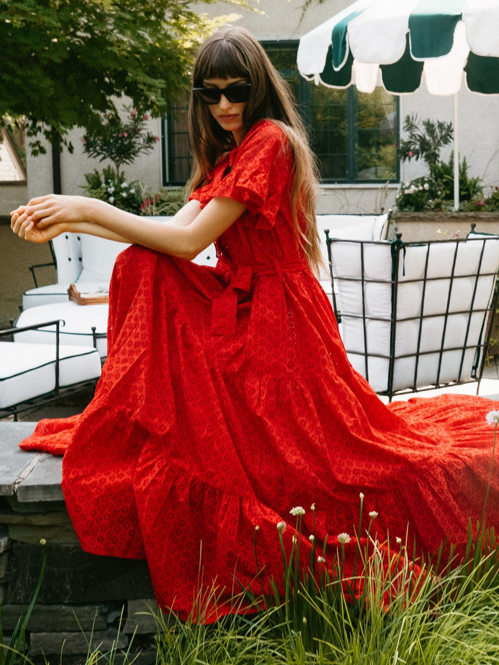 Victoria Dress in Scarlet Eyelet