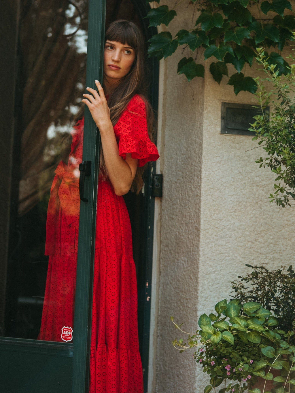 Victoria Dress in Scarlet Eyelet